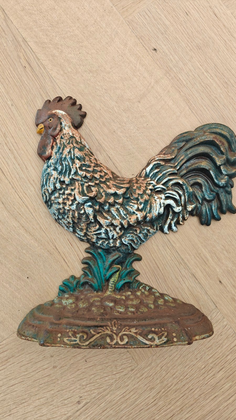 Gietijzeren Deurstopper - Franse Vintage Haan, Metaal, Ophalen of Verzenden, Gebruikt, Binnen
