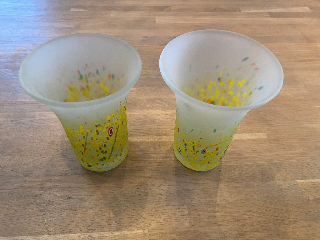 2 handgemaakte glazen vazen van Mdina Glass uit Malta, Ophalen of Verzenden, Nieuw, Handgemaakt