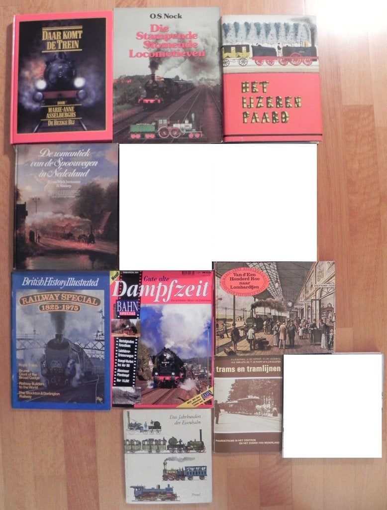 Partij van 9 boeken over treinen, trams, locomotieven etc, Ophalen of Verzenden, Gelezen, Trein