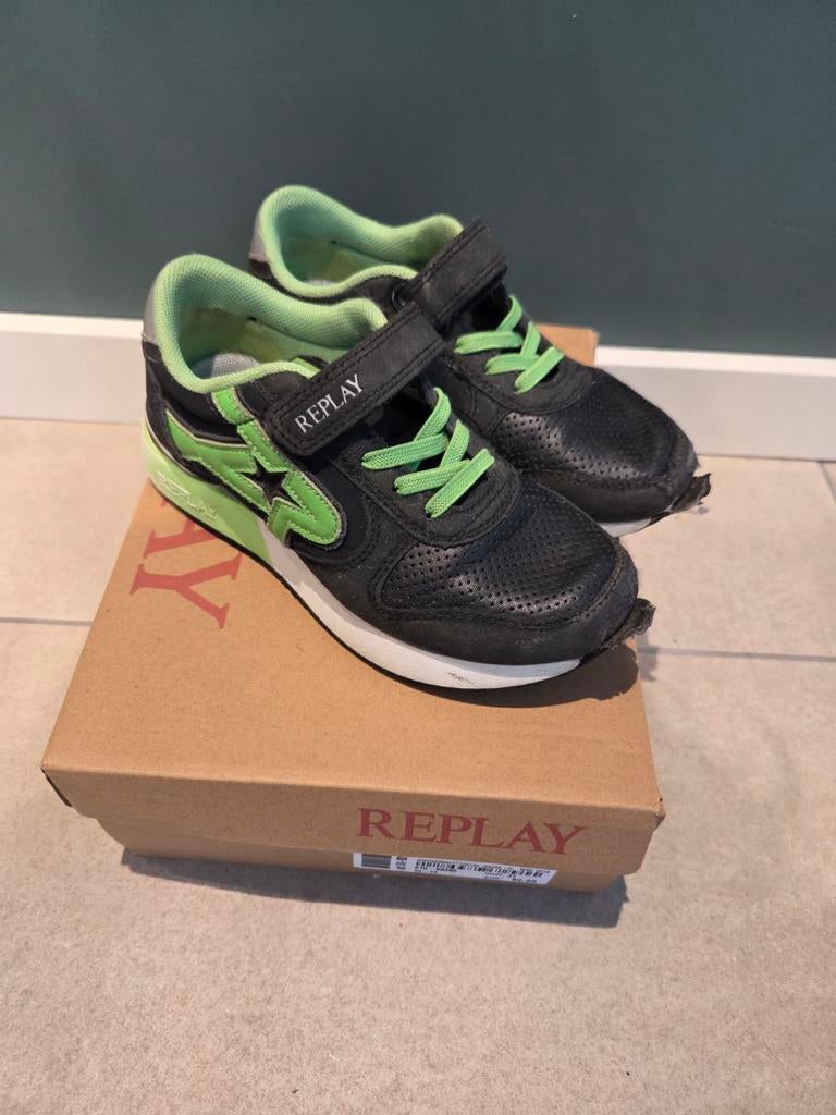 Replay sneakers maat 31 groen zwart, Gebruikt, Replay, Schoenen, Ophalen of Verzenden