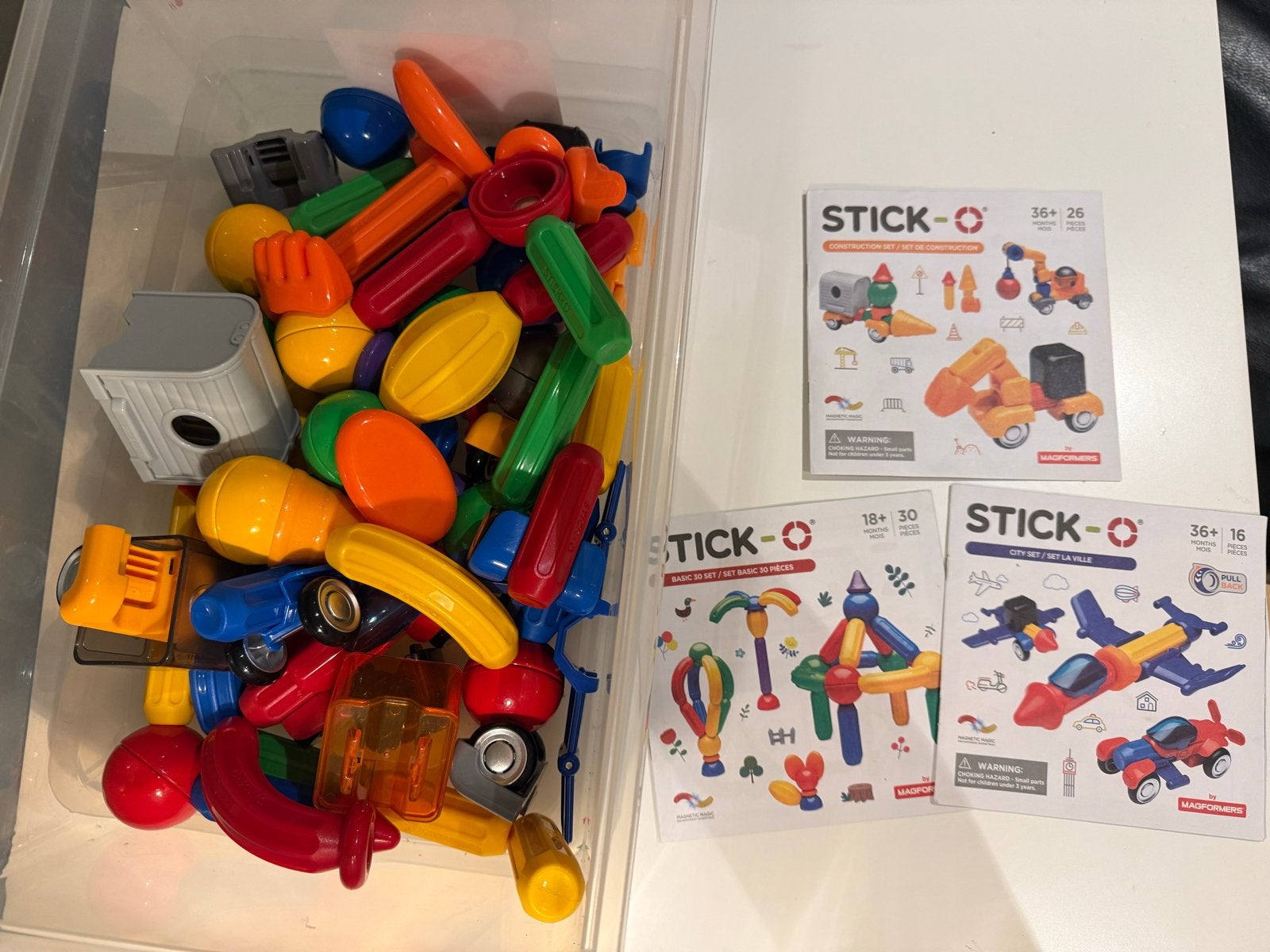 3 sets Stick-O magnetisch constructiespeelgoed, Kinderen en Baby's, Speelgoed | Bouwstenen, Zo goed als nieuw, Overige merken