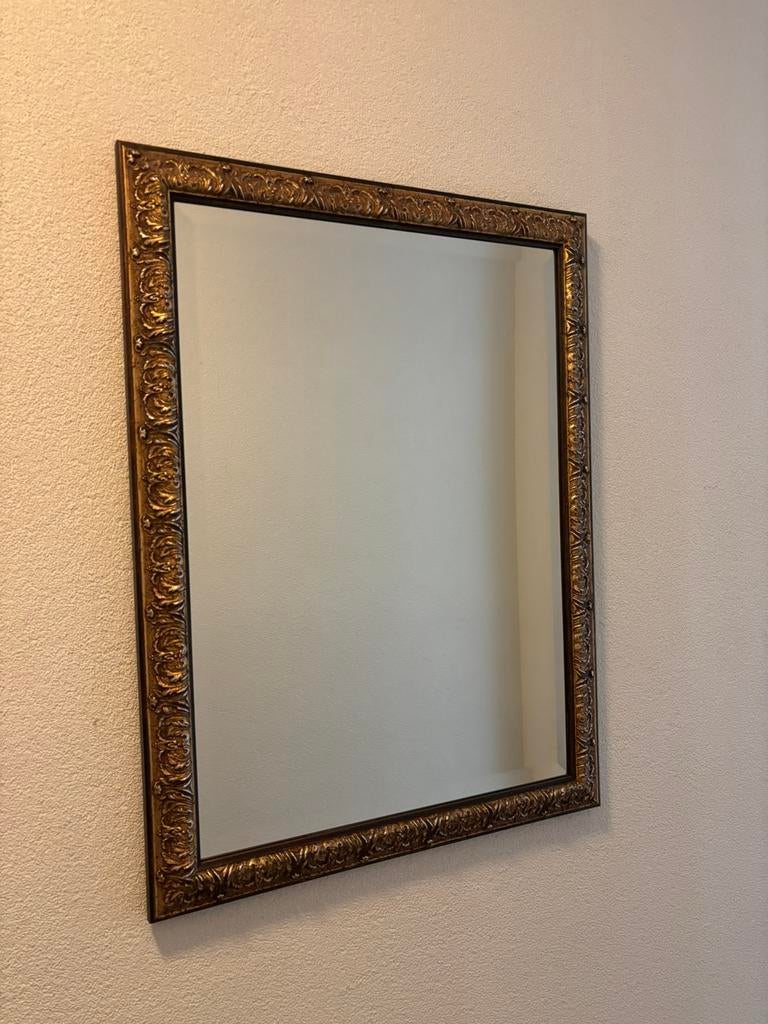 Spiegel brocant goud/brons 59x78 cm, Huis en Inrichting, Woonaccessoires | Spiegels, Ophalen, Minder dan 50 cm, Zo goed als nieuw