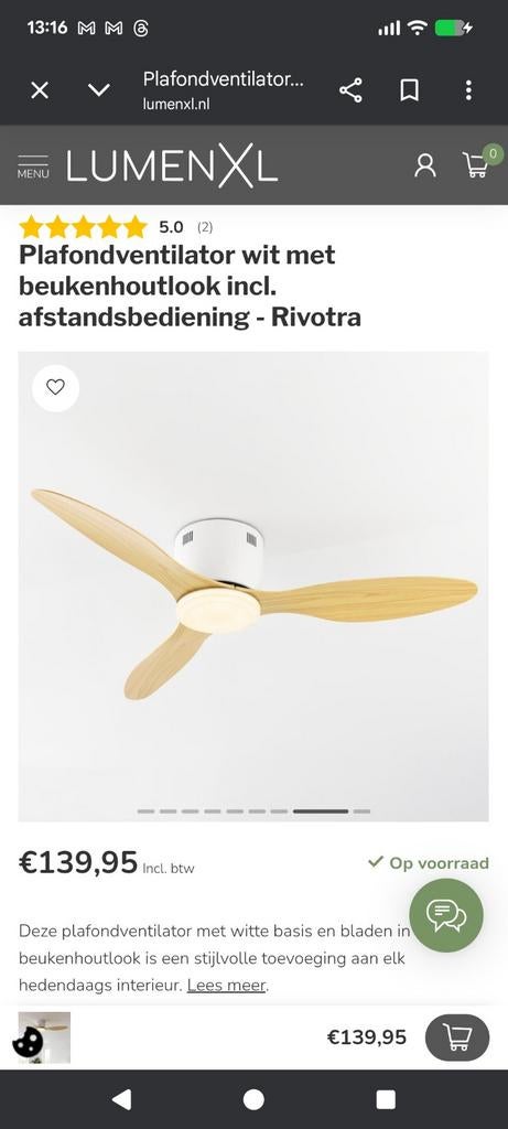 Nieuwe plafondventilator met verlichting, Ophalen of Verzenden, Nieuw, Modern