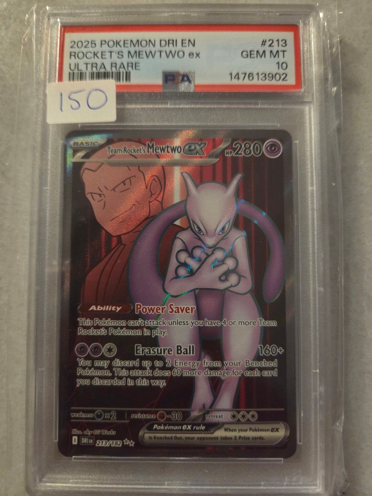 rocket's mewtwo #213 psa 10, Ophalen of Verzenden, Zo goed als nieuw