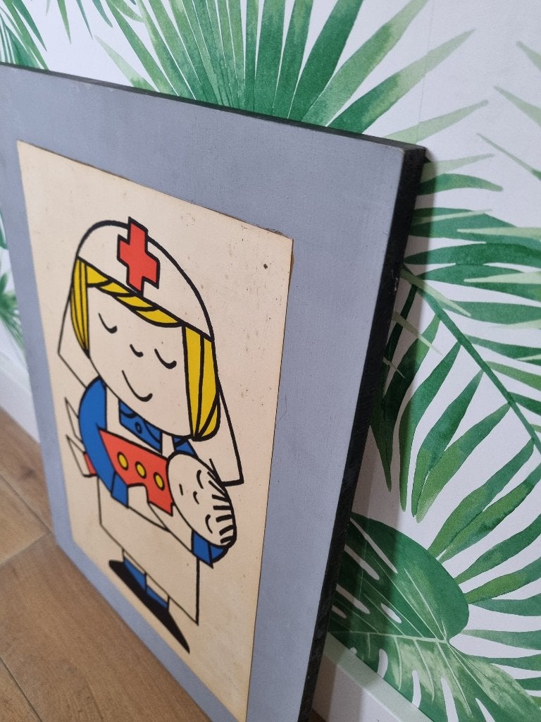 Originele vintage Dick Bruna Affiche "Verpleegster" Zeefdruk, Ophalen, Minder dan 50 cm, Gebruikt, Oorspronkelijke maker