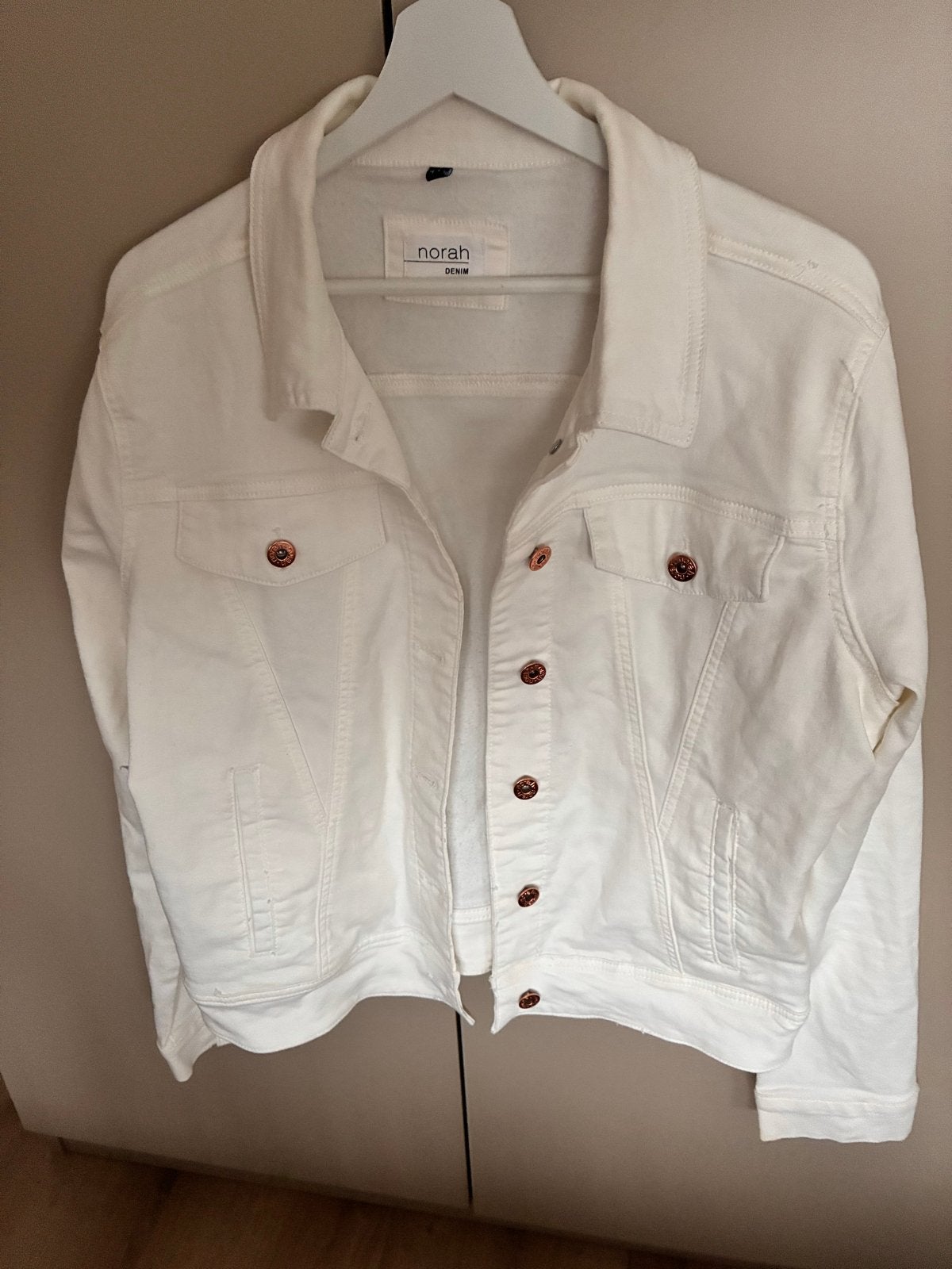 Witte spijkerjas Norah Denim maat 44, Ophalen of Verzenden, Zo goed als nieuw, Wit, Jasje