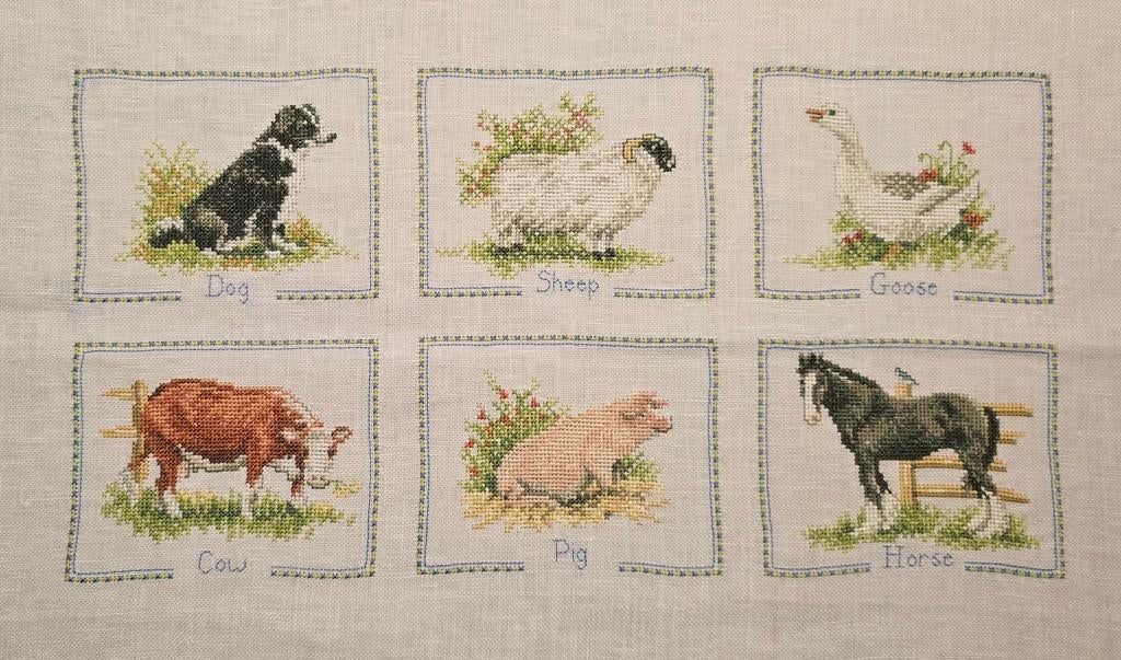 Borduurwerk boerderijdieren landelijke kinderkamer, Ophalen of Verzenden, Nieuw, Wanddecoratie