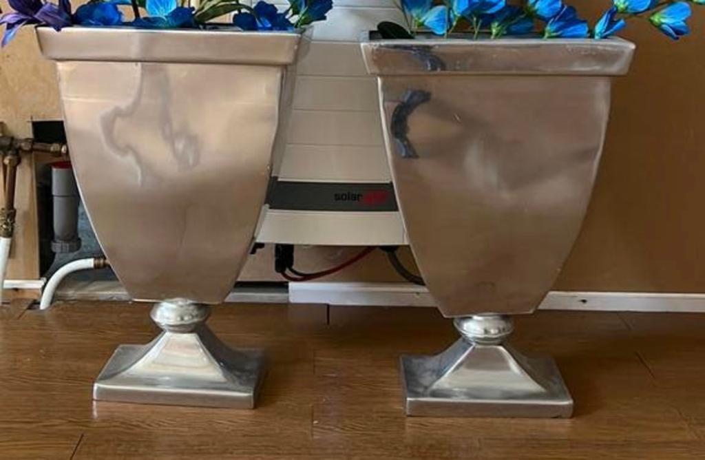 Vaas hoog zilver, Ophalen of Verzenden, Zo goed als nieuw, Rond, Minder dan 30 cm