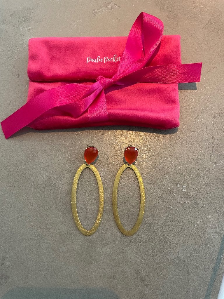 Paulie pocket orange oval earrings, Sieraden, Tassen en Uiterlijk, Oorbellen, Hangers, Nieuw, Oranje, Ophalen of Verzenden
