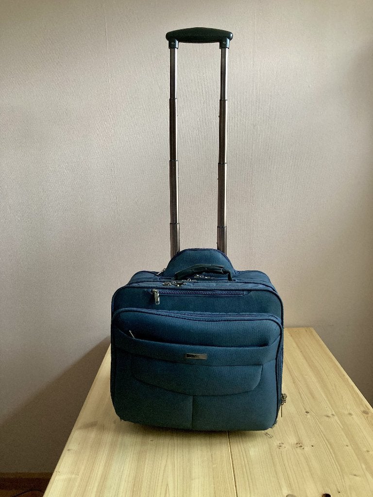Luxe Zachte Laptoptrolley / Business Koffer (Blauw), Uitschuifbare handgreep, Gebruikt, Minder dan 50 cm, Ophalen of Verzenden