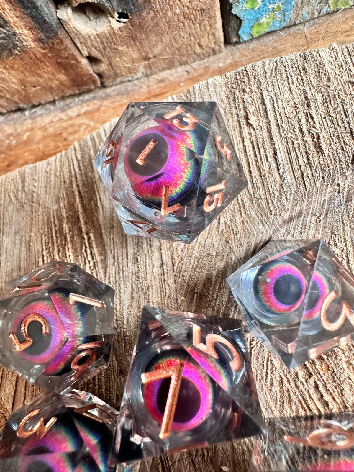 DND Dice / dragon eye / liquid / D&D / RPG / dobbelstenenset, Ophalen of Verzenden, Nieuw