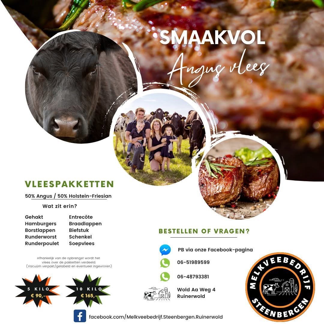 Black Angus vleespakket 5 of 10 kg, Ophalen
