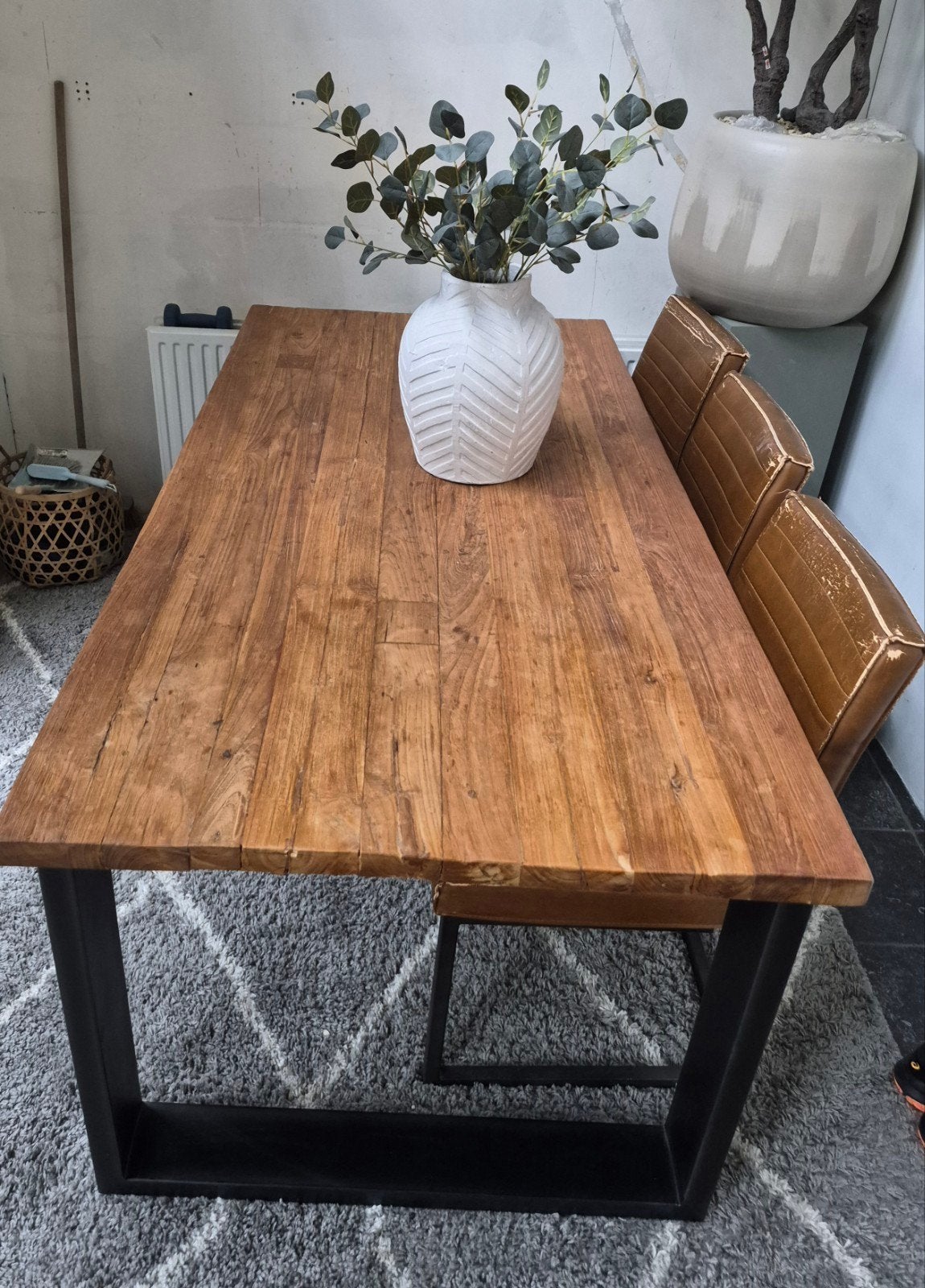 Houten eettafel van Pronto wonen, Huis en Inrichting, Tafels | Eettafels, Ophalen, Gebruikt, 50 tot 100 cm, Vijf personen of meer