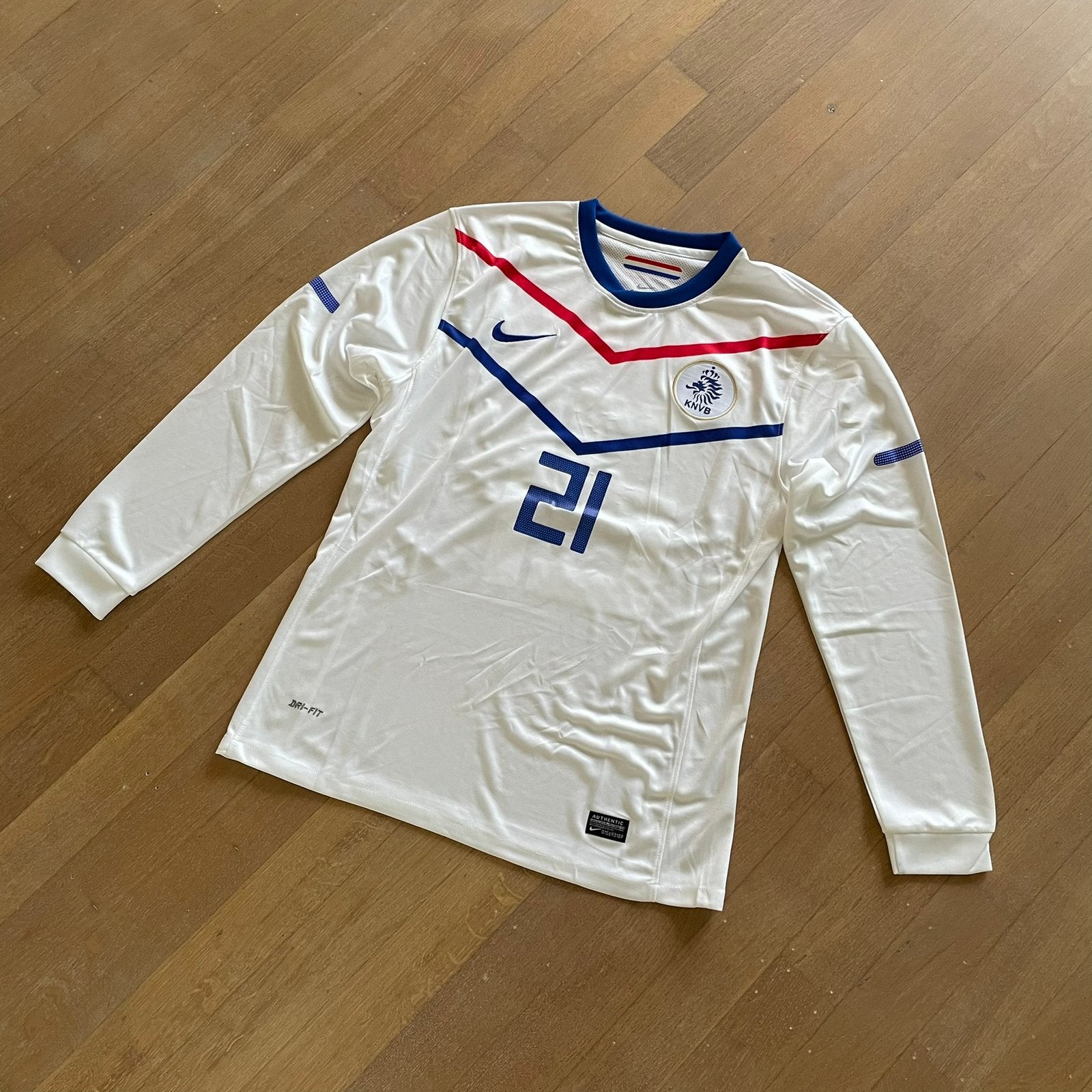 Nederlands elftal shirt uit lange mouw 2010 Huntelaar #21, Maat L, Ophalen of Verzenden, Zo goed als nieuw, Shirt