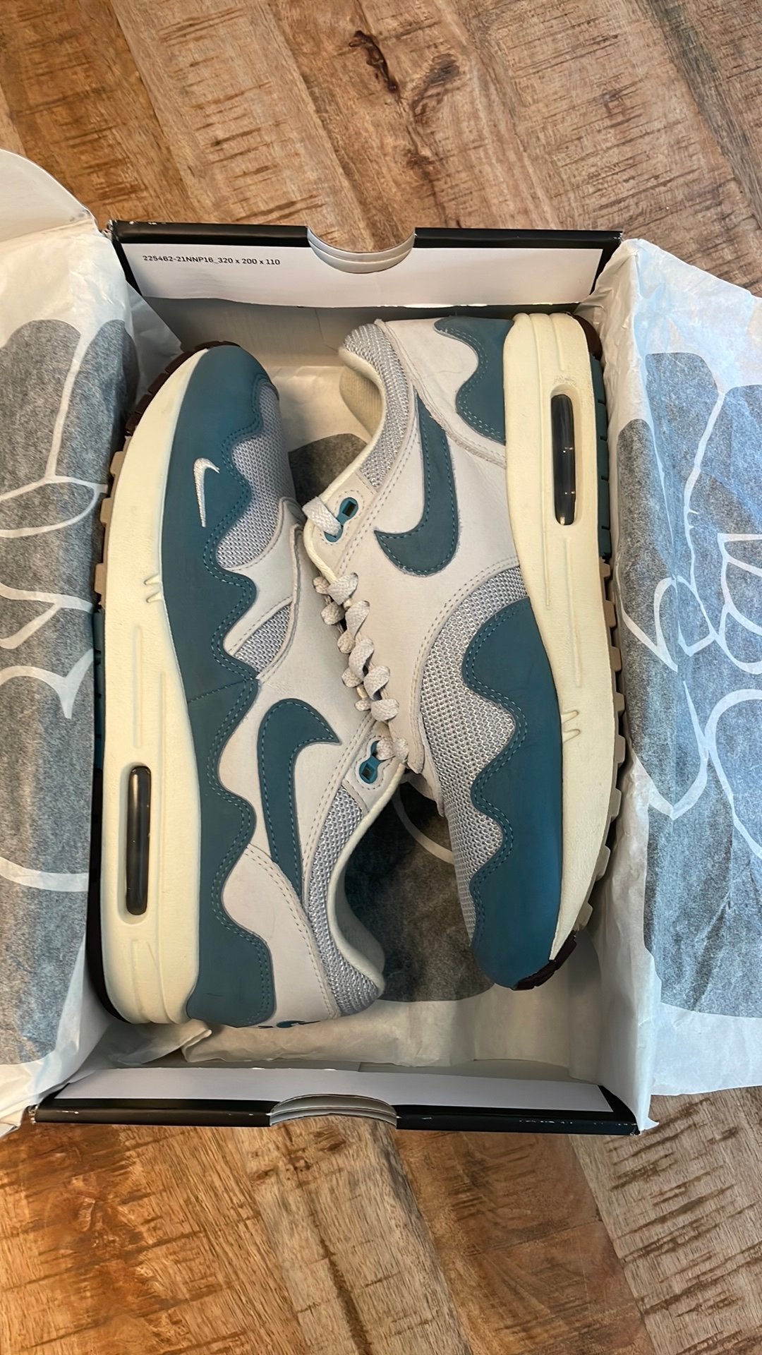 Nike air max 1 patta waves aqua 42.5 ZGAN., Blauw, Ophalen of Verzenden, Sneakers of Gympen, Zo goed als nieuw