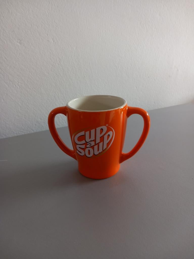 Cup a Soup mok met twee oren - Oranje,  nieuw, Huis en Inrichting, Keuken | Keukenbenodigdheden, Nieuw, Overige typen, Overige merken