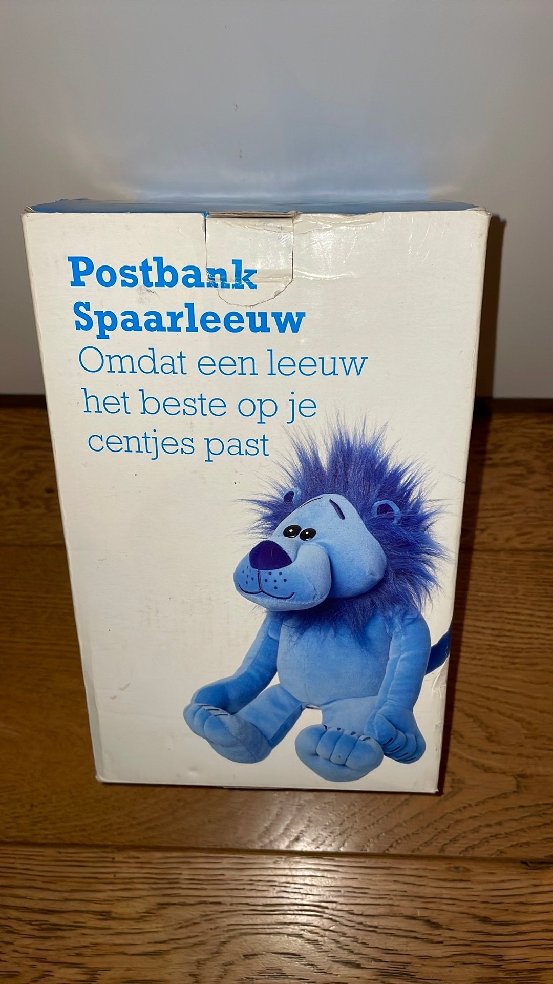 Postbank leeuw spasrpot met lampje blauw, Ophalen, Zo goed als nieuw
