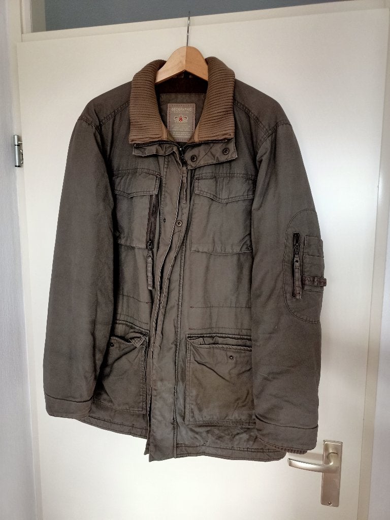 bruine winterjas heren maat 52 - L, Ophalen, Zo goed als nieuw, Maat 52/54 (L), Bruin