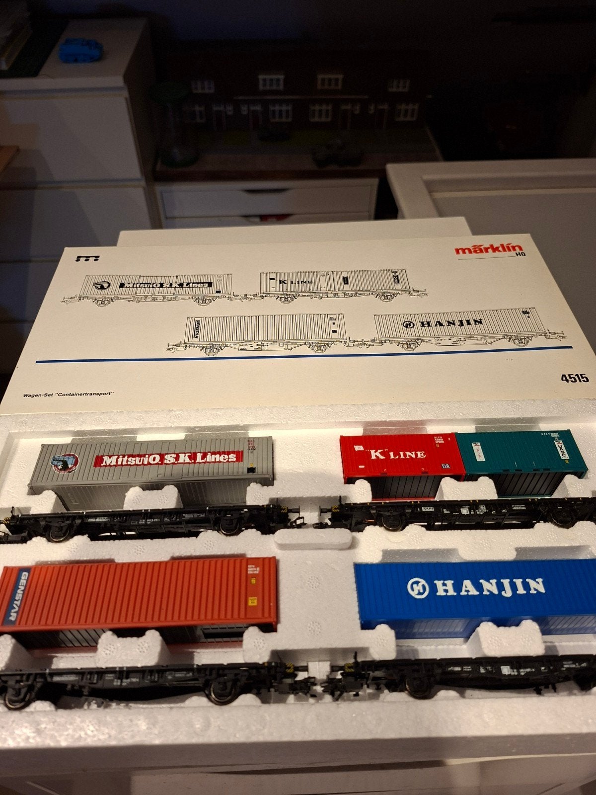Märklin 4515 Container-set (4 wagons), Wisselstroom, Wagon, Ophalen of Verzenden, Zo goed als nieuw
