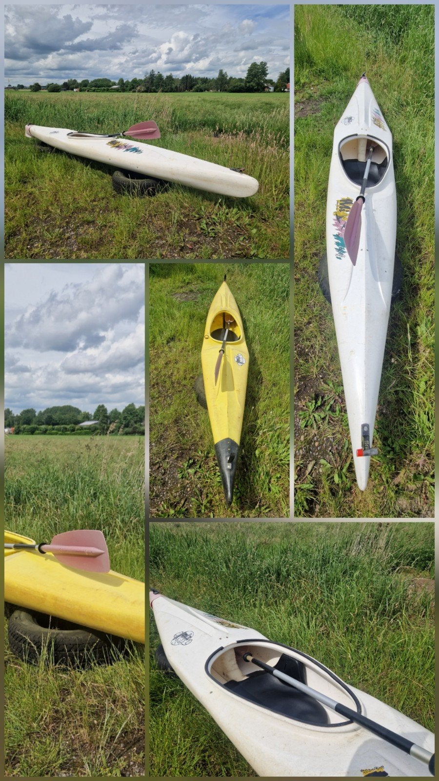 Kajak met peddel - Wit en Geel, Watersport en Boten, Ophalen, Gebruikt, 1-persoons