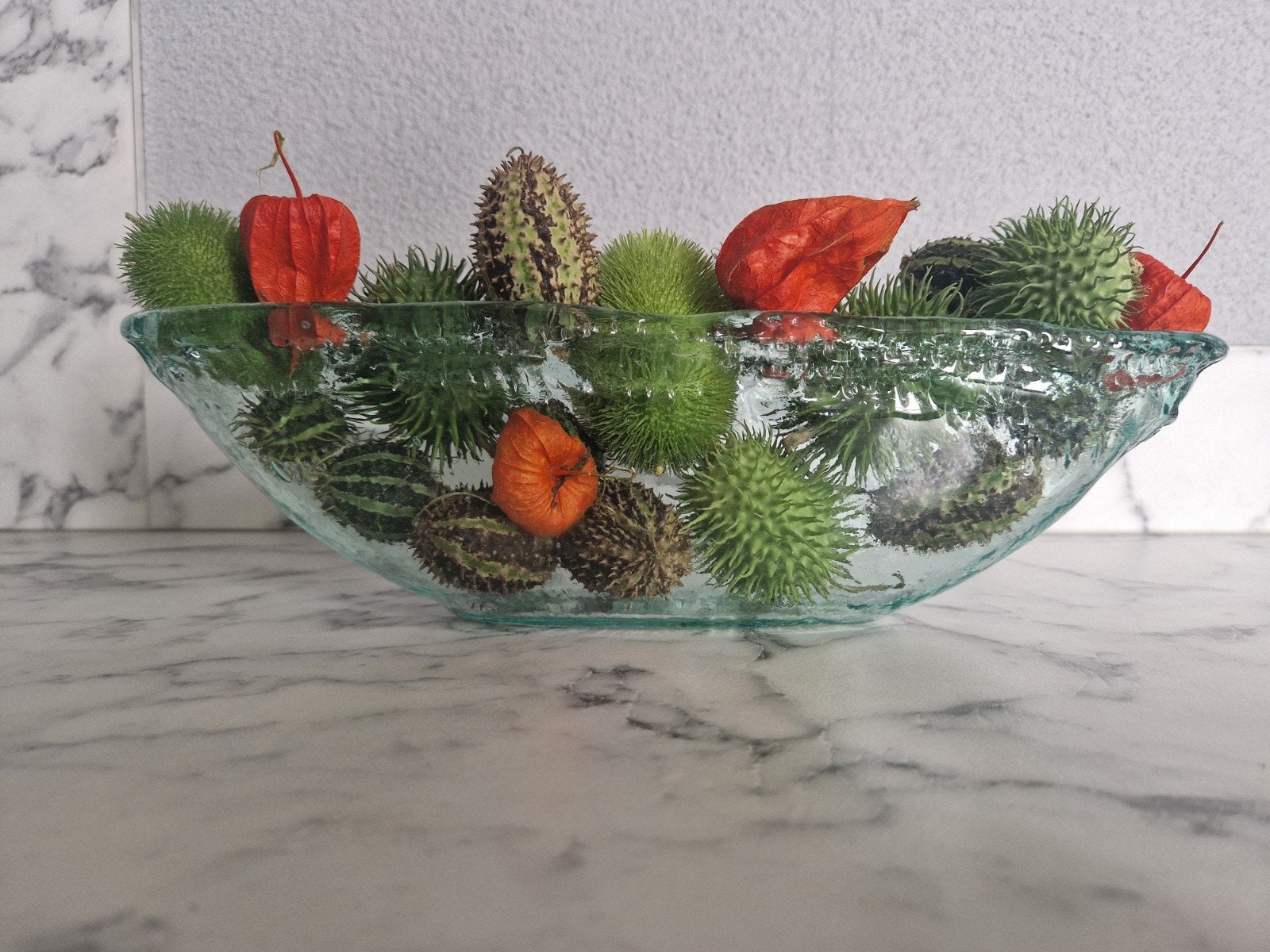 Glazen schaal met sierfruit, Schaal, Nieuw, Geribbeld, Ophalen of Verzenden