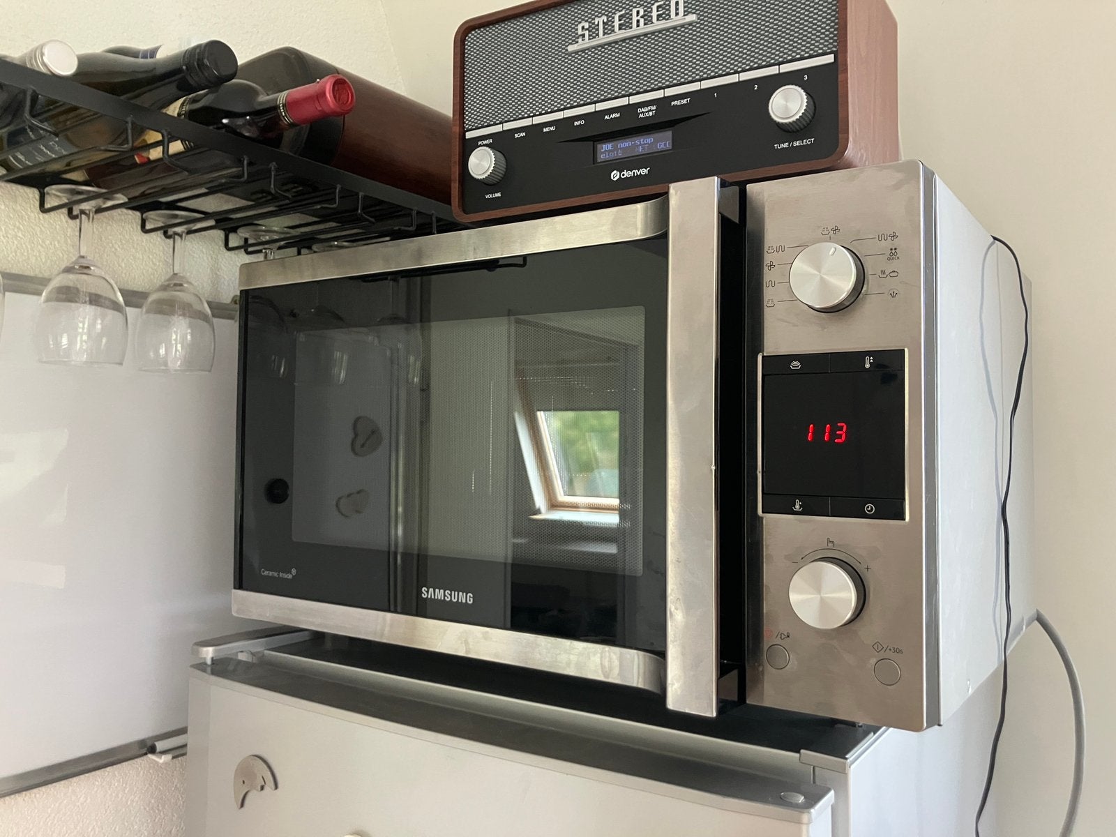 Samsung combimagnetron 45 liter, Ophalen, Minder dan 45 cm, Gebruikt, Combi-oven