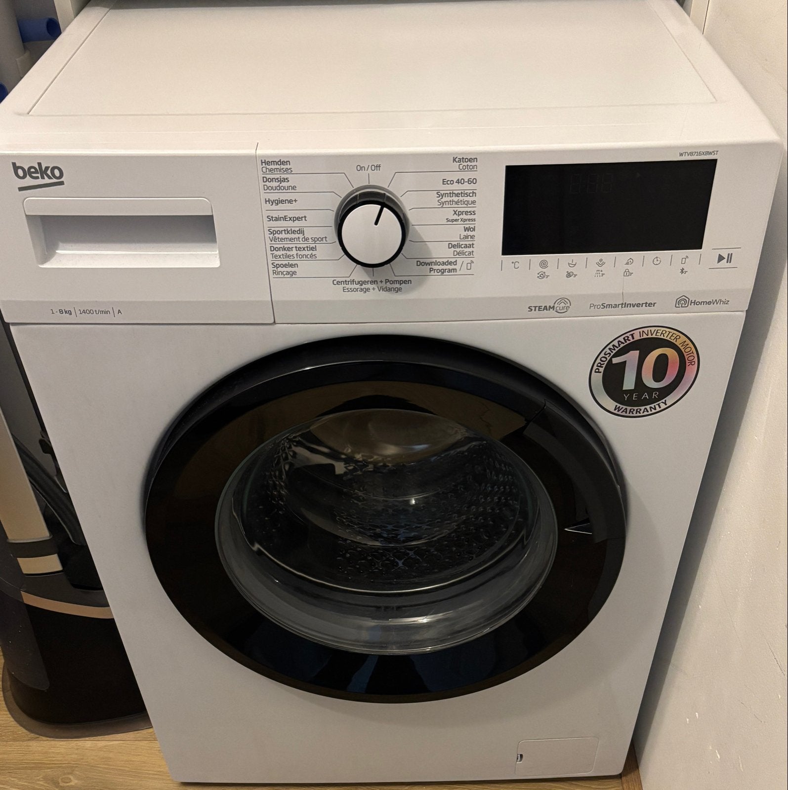 Beko Wasmachine 8kg met stoomfunctie, Ophalen, 1200 tot 1600 toeren, 8 tot 10 kg, Voorlader
