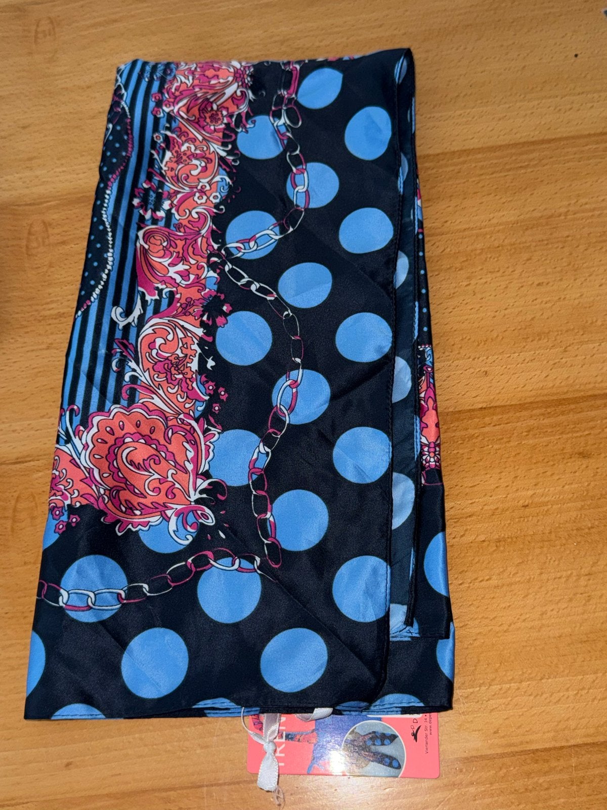 Bluemarine sjaal met blauwe stippen en roze/oranje details, Ophalen of Verzenden, Nieuw, Maat 38/40 (M), Sjaal
