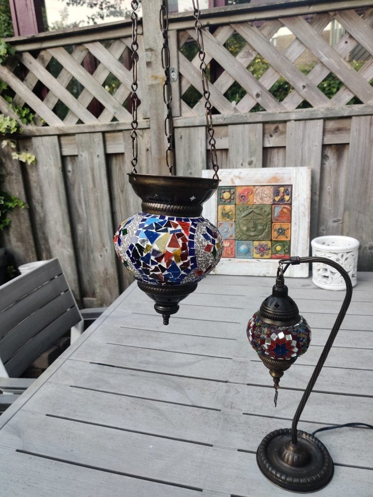 Oosterse/Turkse mozaïek hanglamp – handgemaakt – 20 cm, Ophalen