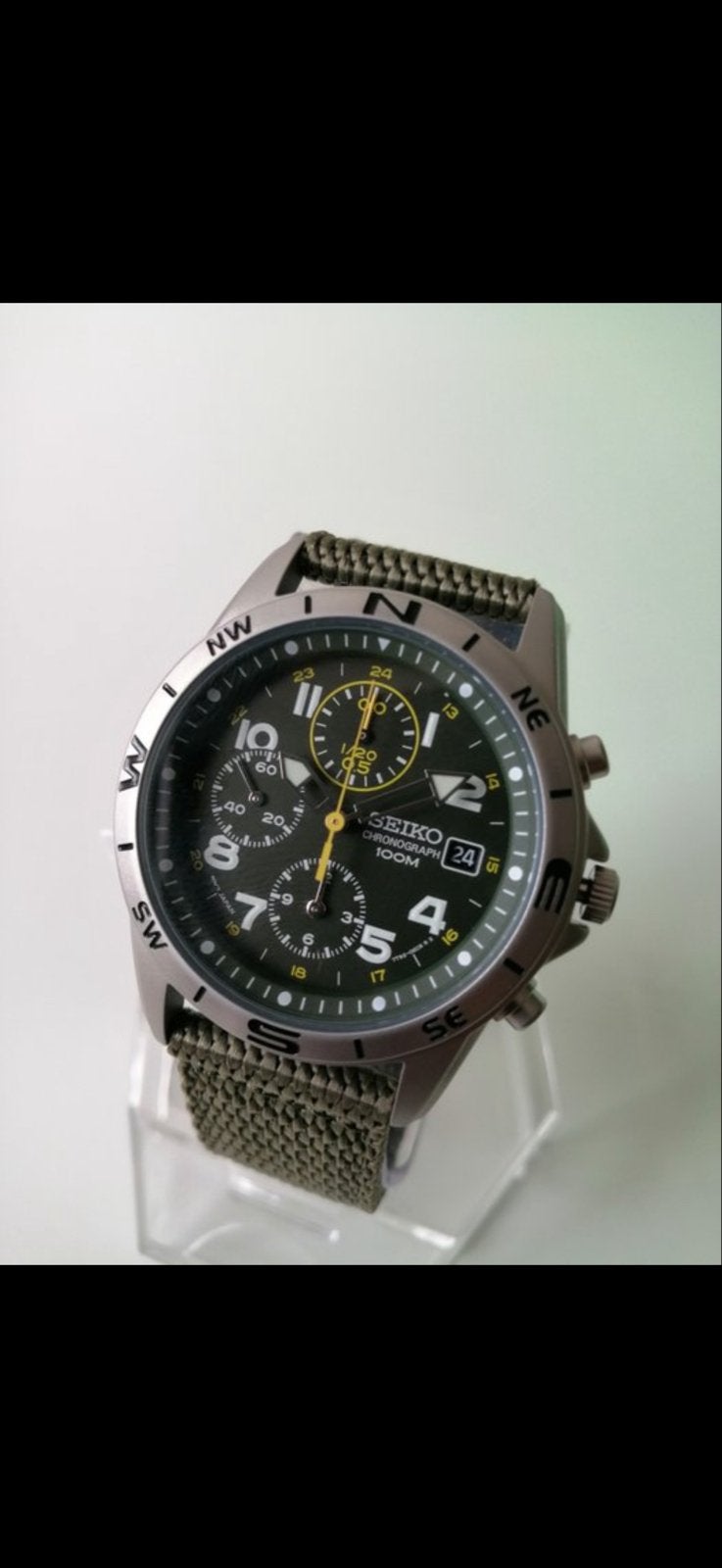 Seiko Chronograaf  militair Herenhorloge nieuw in doos incl, Sieraden, Tassen en Uiterlijk, Seiko, Staal, Polshorloge, Overige materialen