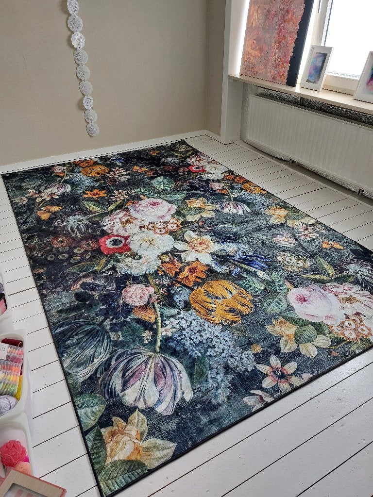 Vloerkleed bloemen, Huis en Inrichting, Ophalen, Gebruikt, 150 tot 200 cm, 200 cm of meer