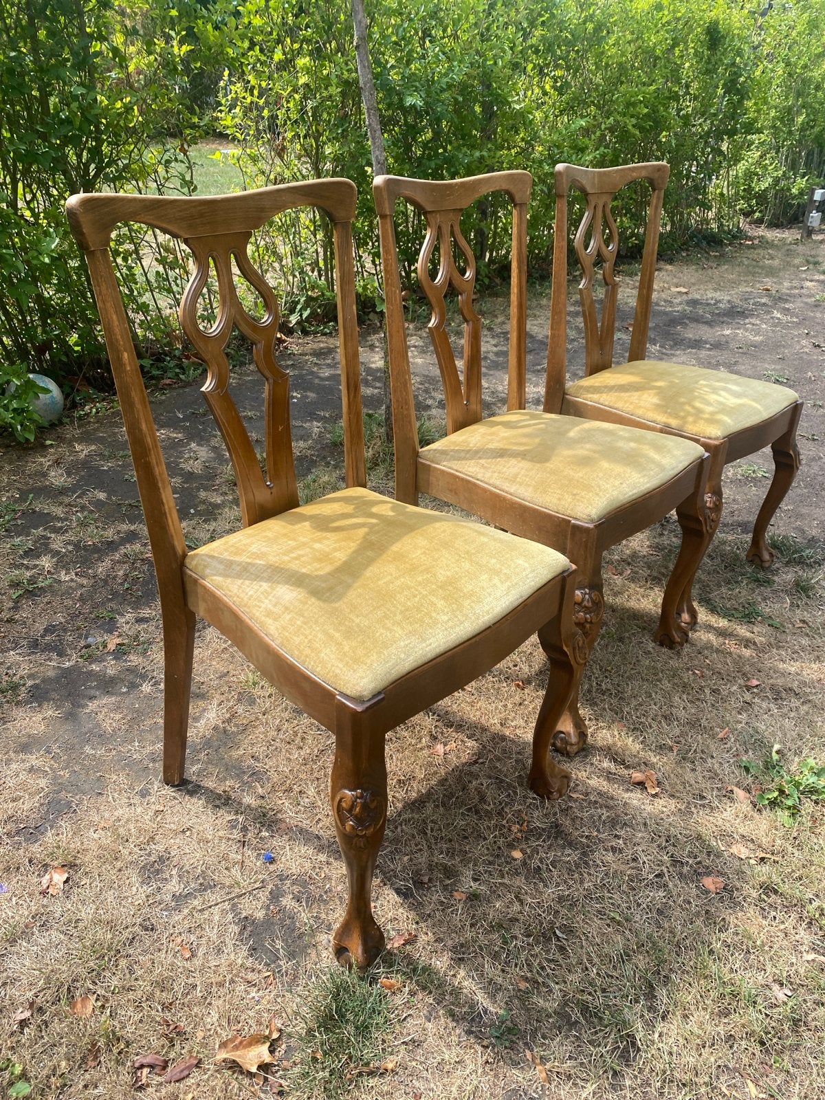 Drie Chippendale stoelen, waarvan één reparatie nodig heeft, Ophalen