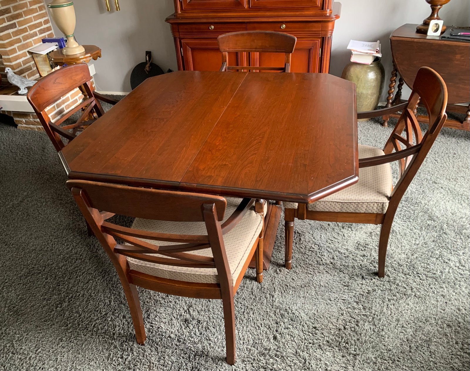 Eikenhouten eettafel met 4 stoelen, Antiek en Kunst, Ophalen