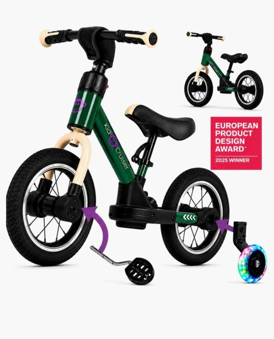 Foto 3 van Kidcruiser Loopfiets 2+ jaar met LED zijwieltjes & trappers