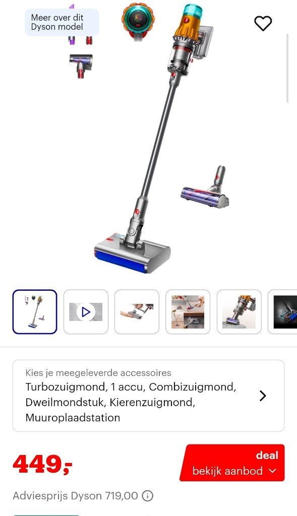 Dyson V12s Detect Slim Submarine Steelstofzuiger