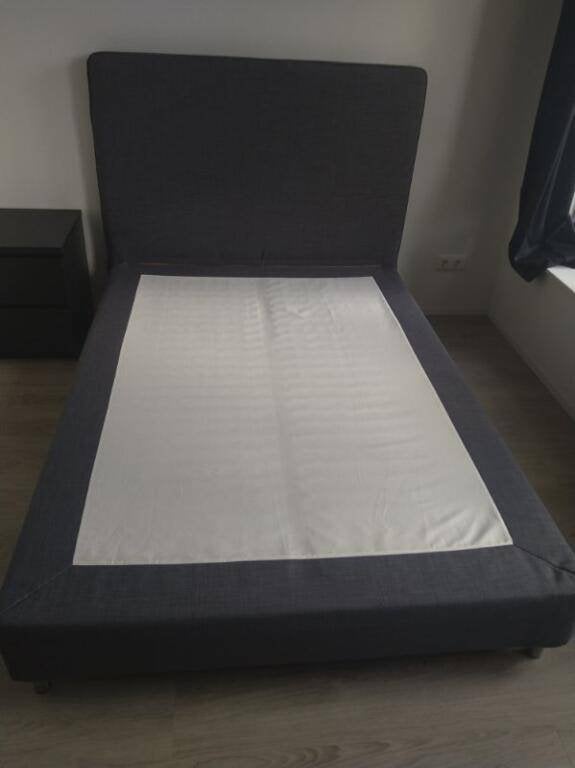 Complete IKEA Double Bed Set – Dark Grey, Ophalen, Zo goed als nieuw, Tweepersoons