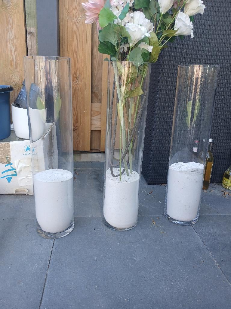 Glazen cilindervazen, Ophalen, Gebruikt, Overige kleuren, 50 tot 75 cm