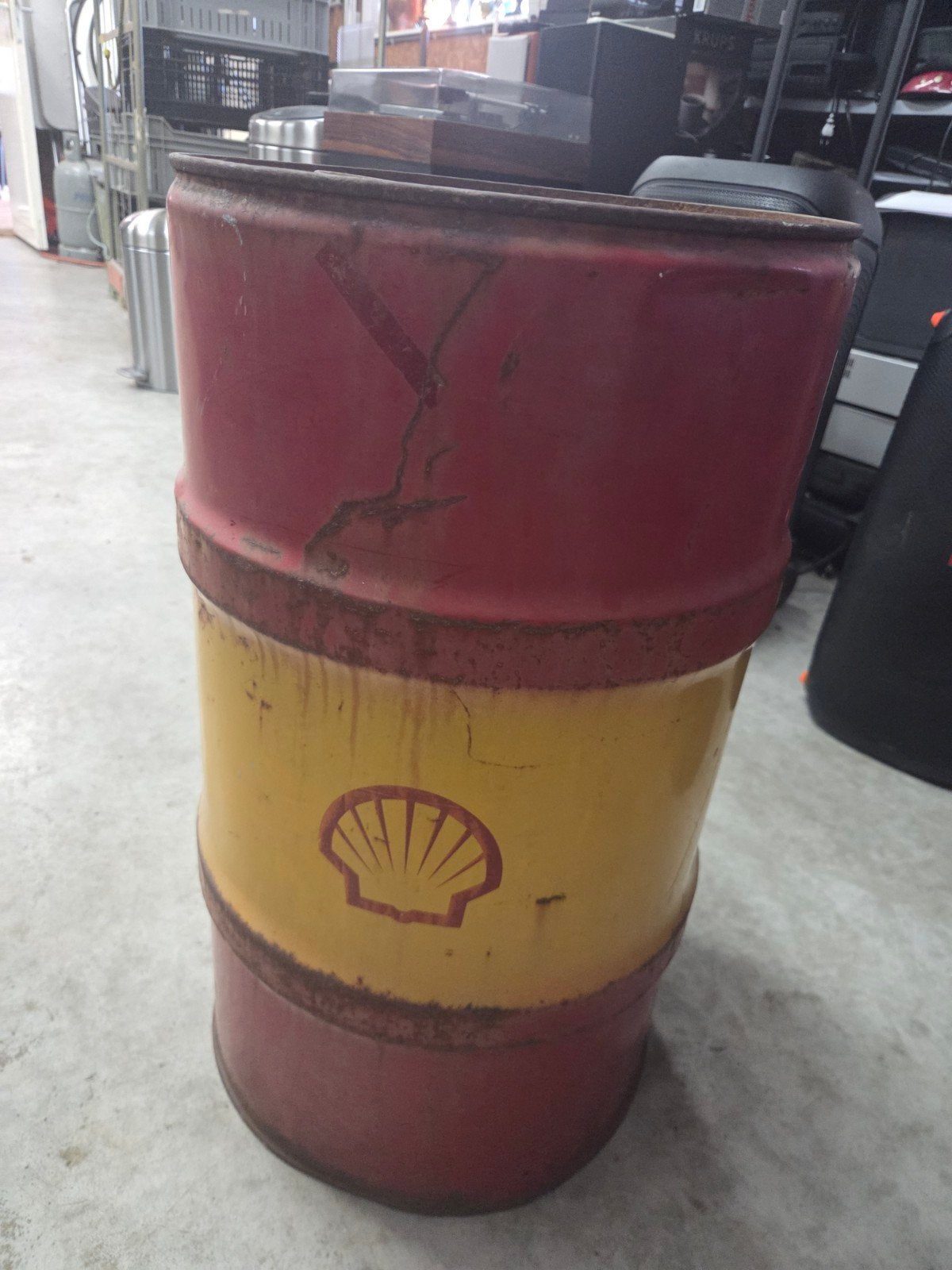 Vintage Shell olievat - Decoratief en robuust, Ophalen of Verzenden, Gebruikt, Overige typen