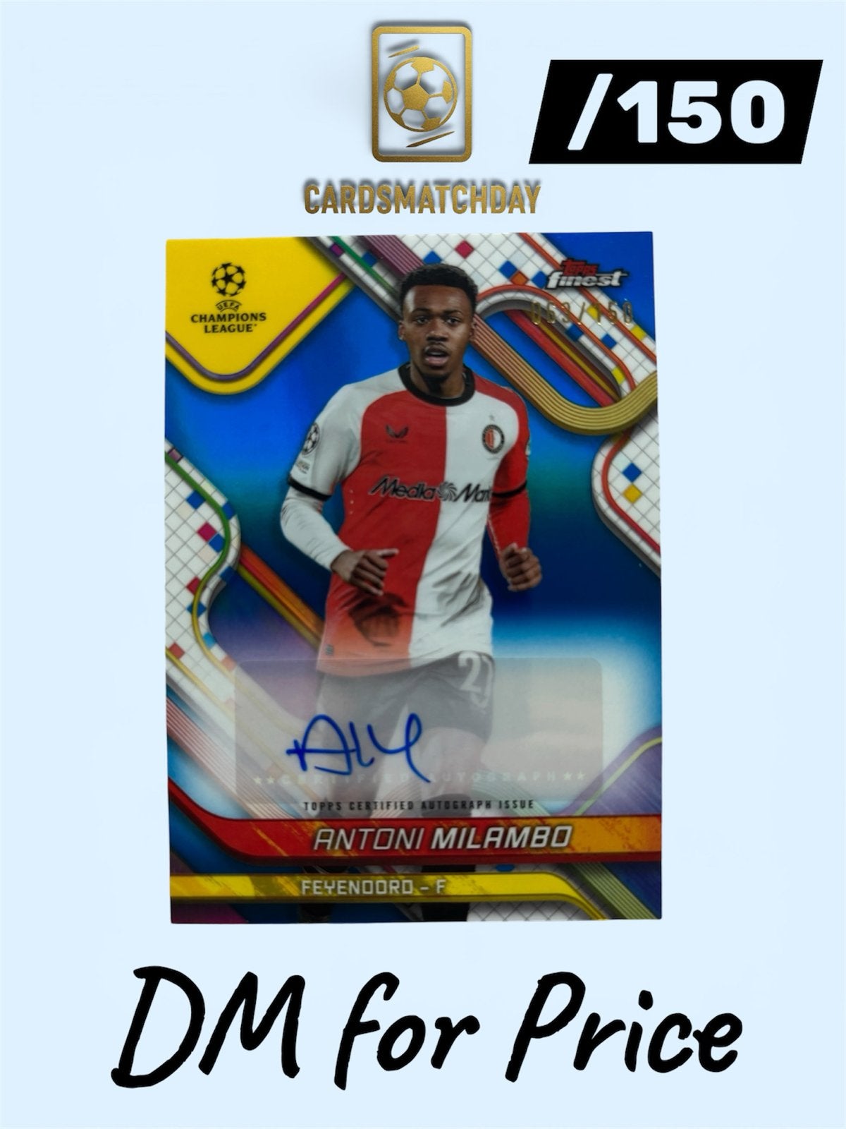 Antoni Milambo Topps Finest UEFA Champions League Autokaart, Verzamelen, Ophalen of Verzenden, Nieuw, Feyenoord, Spelerskaart