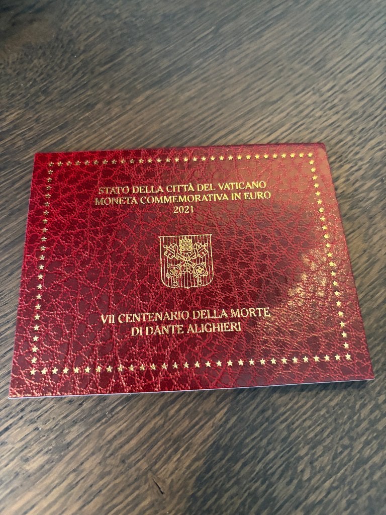 Vaticaan 2 euro 2021 (folder) "700th anniversary Death of Da, Verzenden, Vaticaanstad, 2 euro, Setje