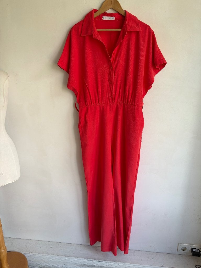mango jumpsuit rood, Kleding | Dames, Jumpsuits, Mango, Verzenden, Maat 42/44 (L), Zo goed als nieuw