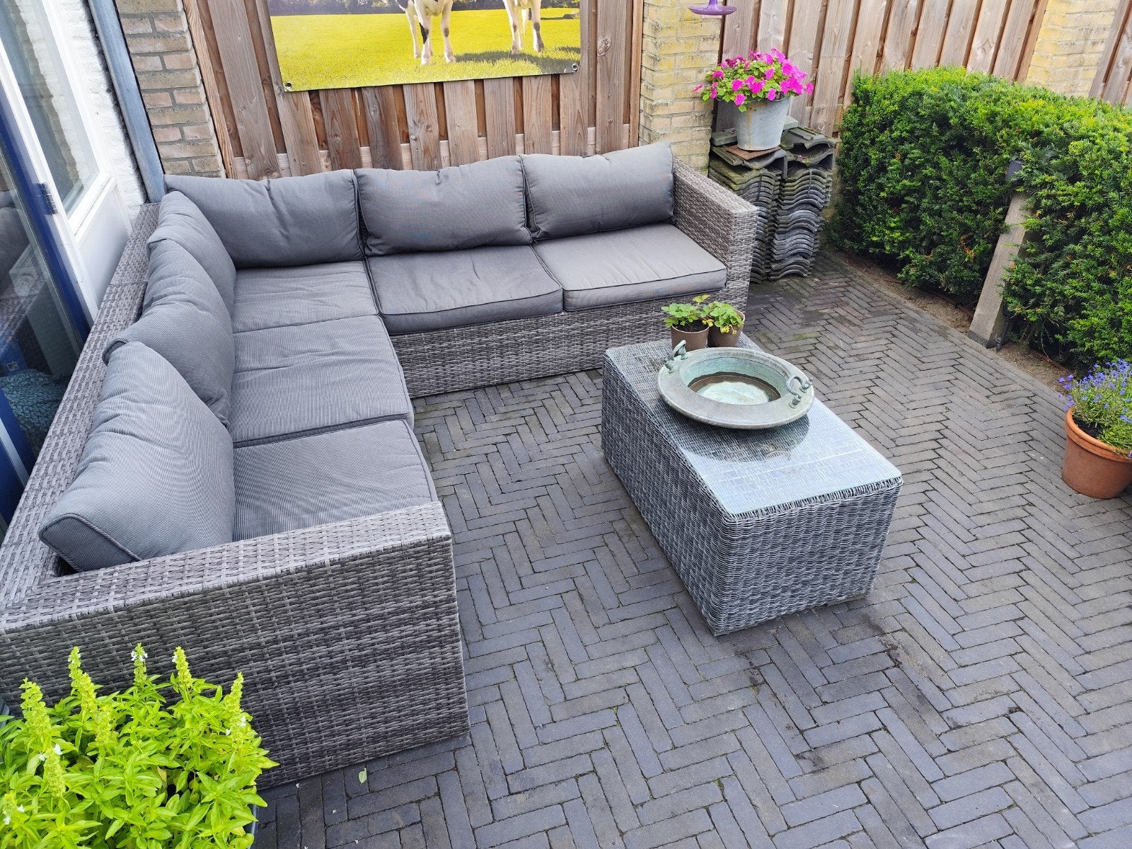 Koopje: Mooie lounge set (exclusief tafeltje), Ophalen, Gebruikt, Kunststof