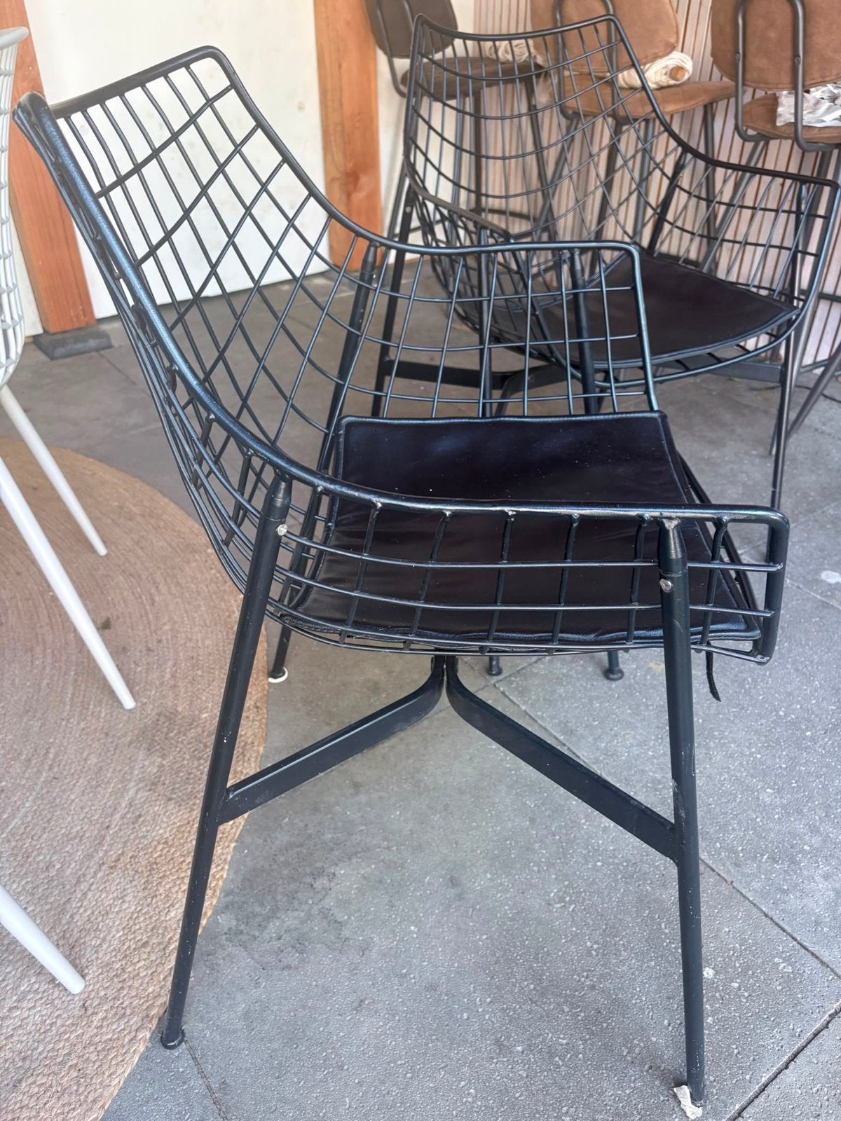 Stijlvolle zwarte metalen draadstoelen / fauteuils (2 stuks), Ophalen, Gebruikt, Twee, Zwart
