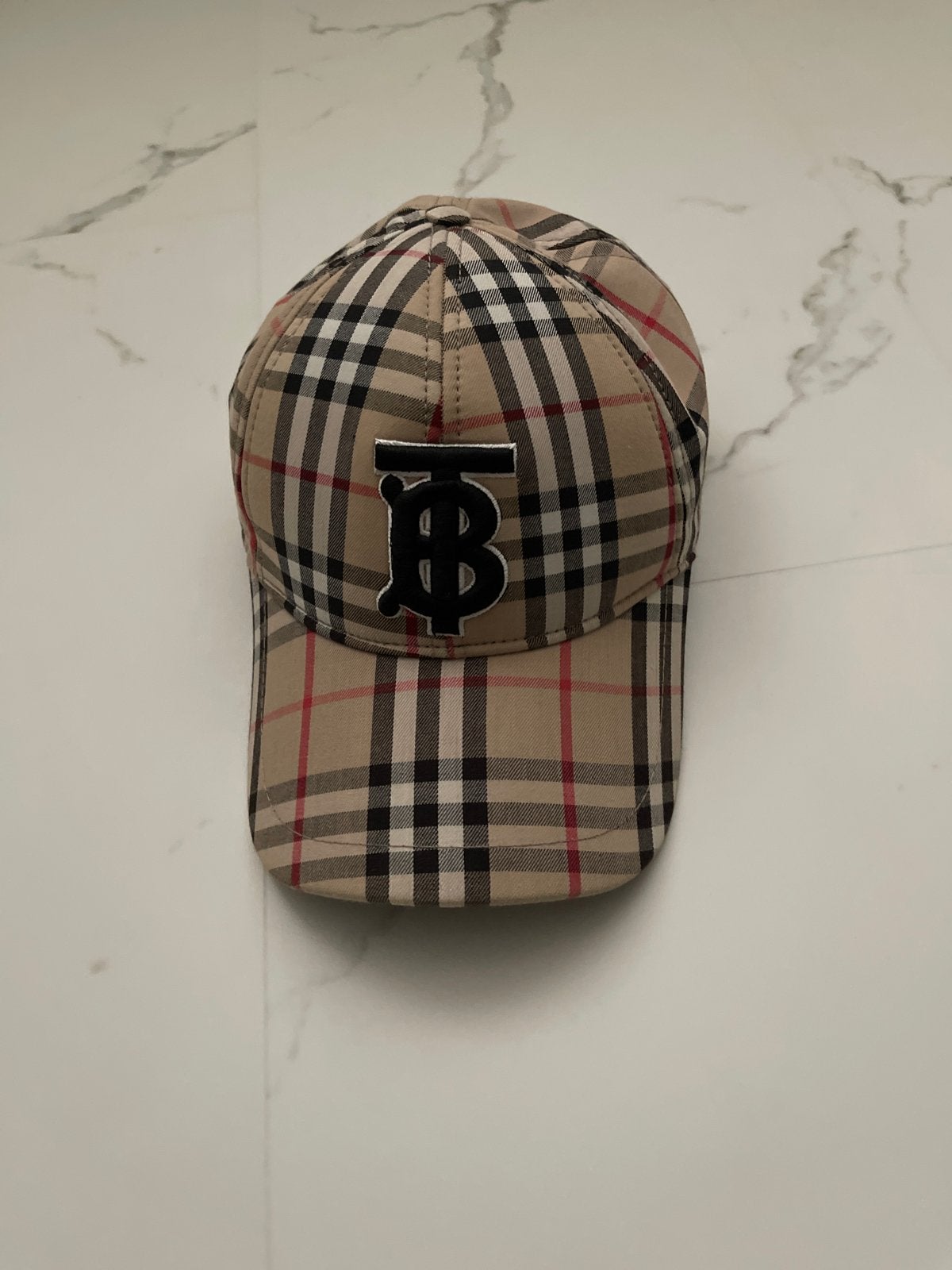 Burberry geruite pet met TB-logo, Ophalen, Zo goed als nieuw, One size fits all, Pet