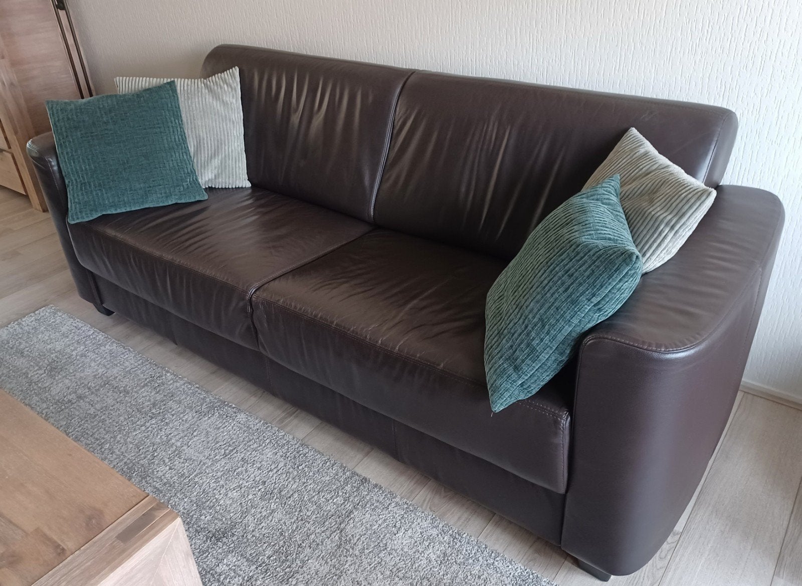 Comfortabele 3-persoons leren bank - bruin, Huis en Inrichting, Ophalen, Gebruikt, Driepersoons, Leer