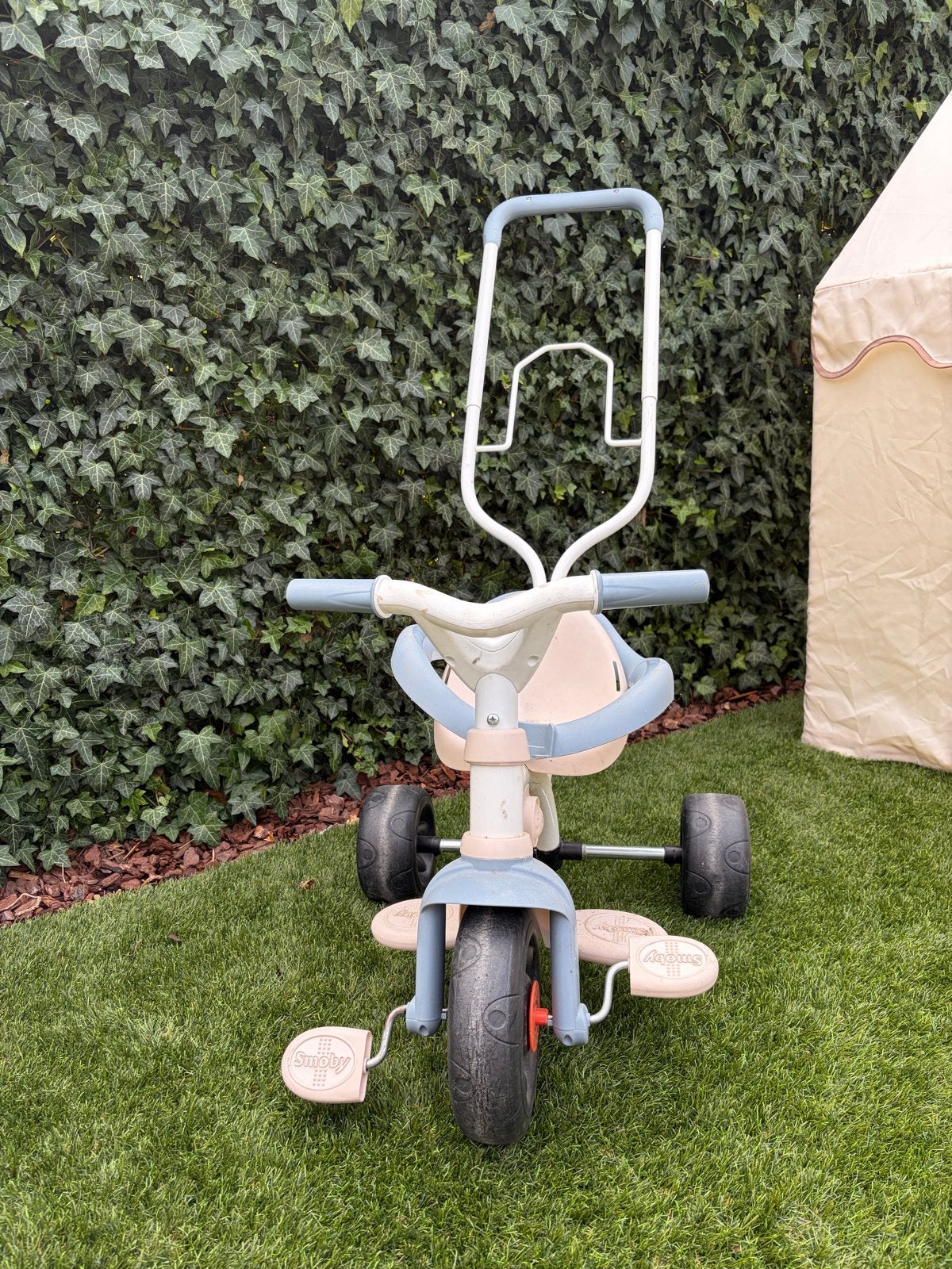 Smoby driewieler met duwstang, Ophalen, Gebruikt, Duwstang