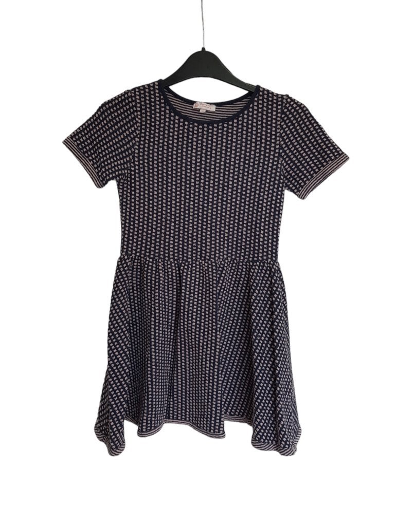 Prachtige donker blauw met roze C&A jurk maat 140., Kinderen en Baby's, Kinderkleding | Maat 140, C&A, Zo goed als nieuw, Jurk of Rok