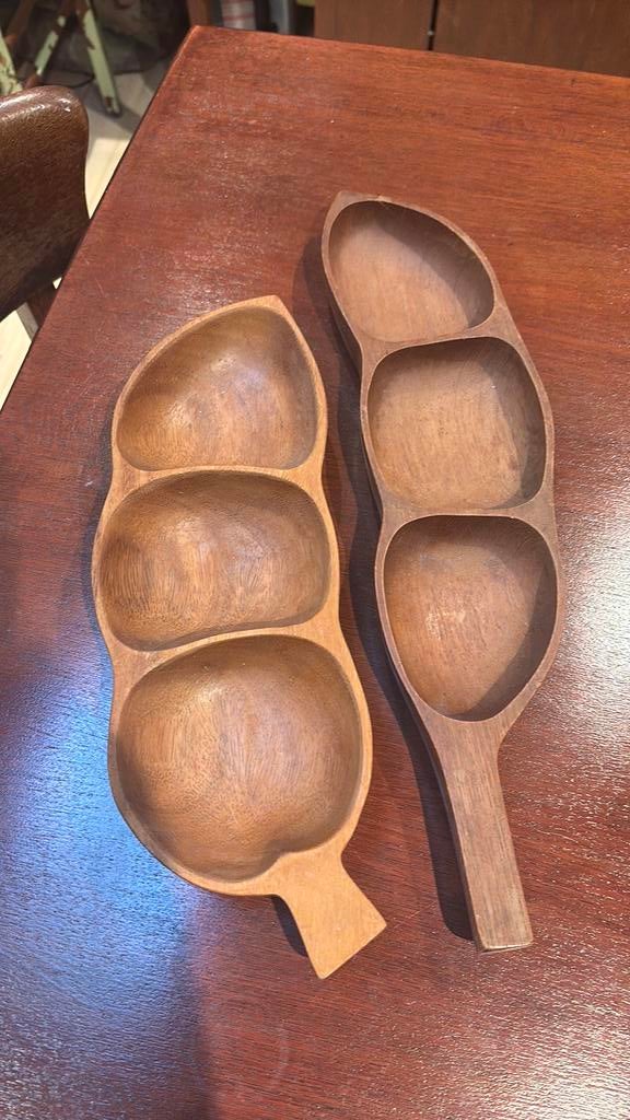 Retro houten pindaschalen, Ophalen of Verzenden, Zo goed als nieuw