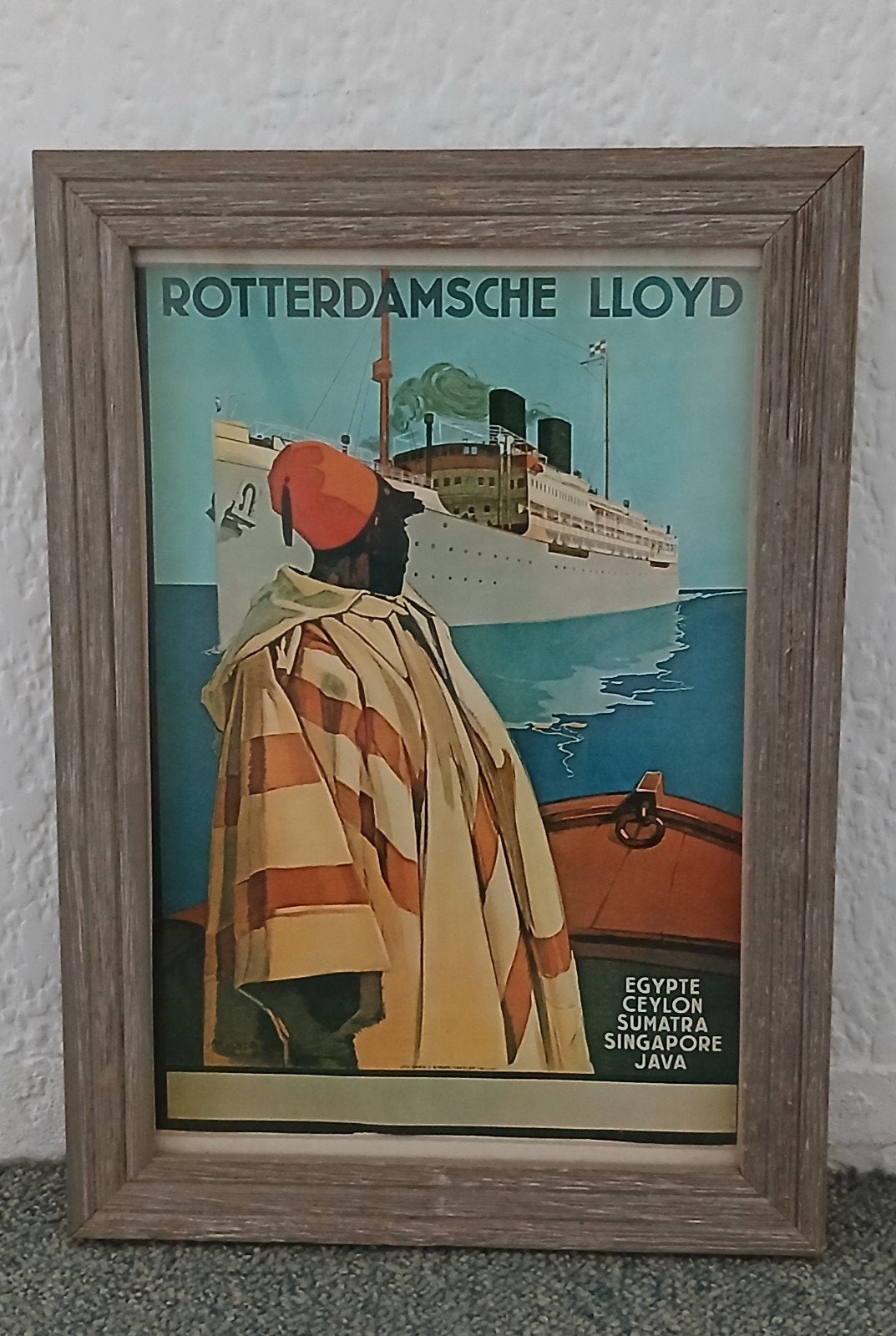 Vintage Reisposter Rotterdamse Lloyd, Antiek en Kunst, Ophalen of Verzenden, Achter glas