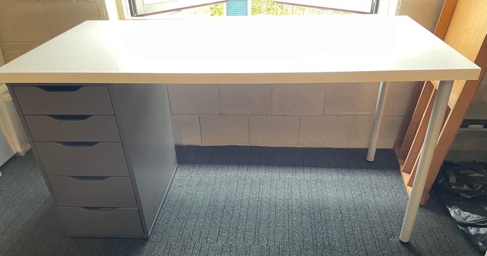Ikea bureau Linnmon Alex ladeblok, Ophalen, Gebruikt, 150 cm, 76 cm